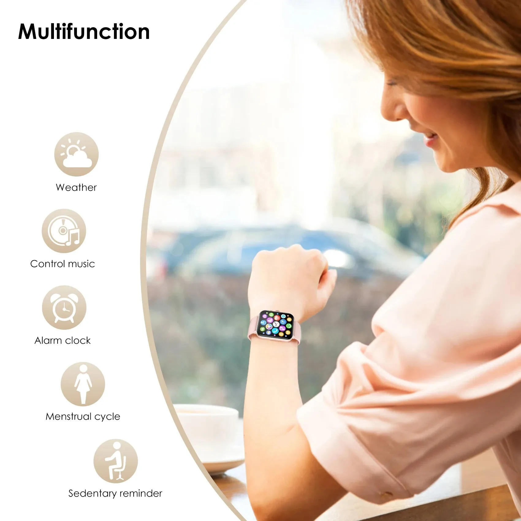 Blackview Smart Watch for Women 1.85” Full Touch HD Bluetooth Calling Smartwatch with Voice Assistant Fitness Tracking Watch