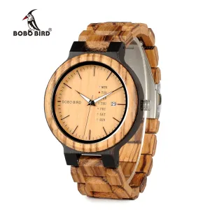 BOBO BIRD New Designer Auto Date Wood Band Watches Men Handmade Quartz Wrist Wristwatches relogio masculino C-O26 DROP SHIPPING