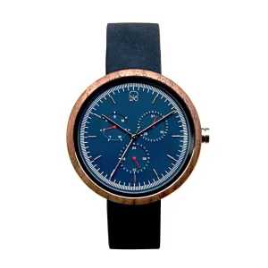 Bondi Black Walnut Multifunction Wood Watch - Dark Sapphire Dial, Sapphire Crystal, Japanese Quartz Movement | Explorer Series