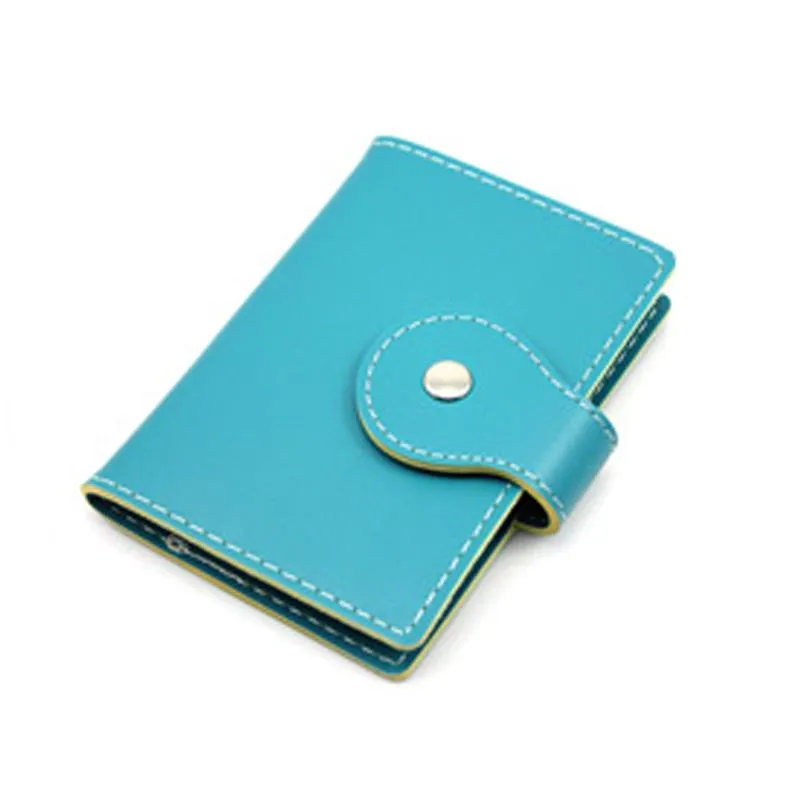 Book-Style Pu Leather Name Card Organiser With Contrast Stitching