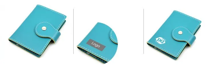 Book-Style Pu Leather Name Card Organiser With Contrast Stitching