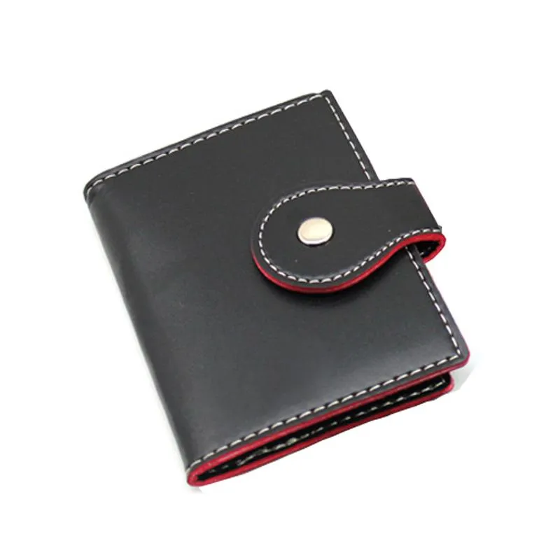 Book-Style Pu Leather Name Card Organiser With Contrast Stitching