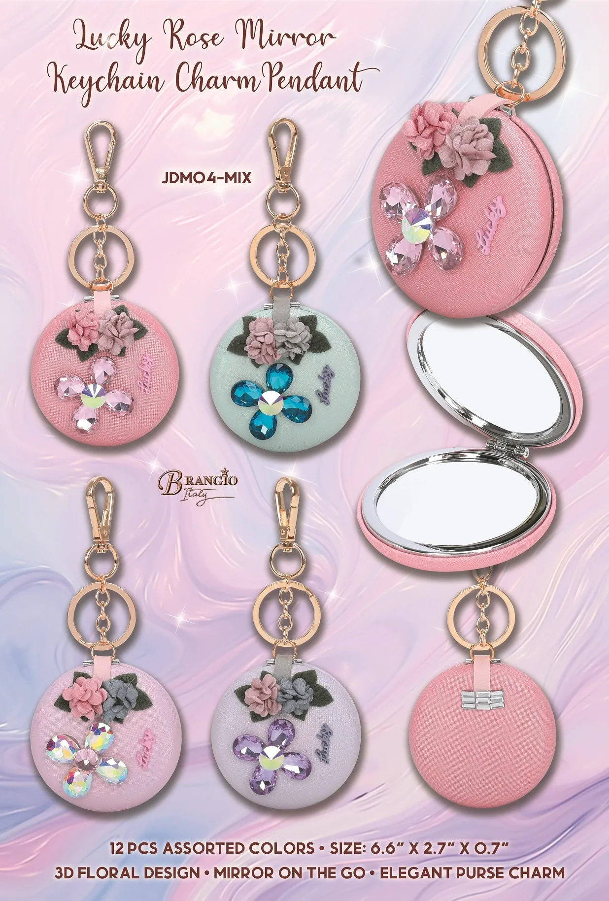 Brangio Lucky Flower Keychain Case – Graceful Charm(6pcs mix colors)