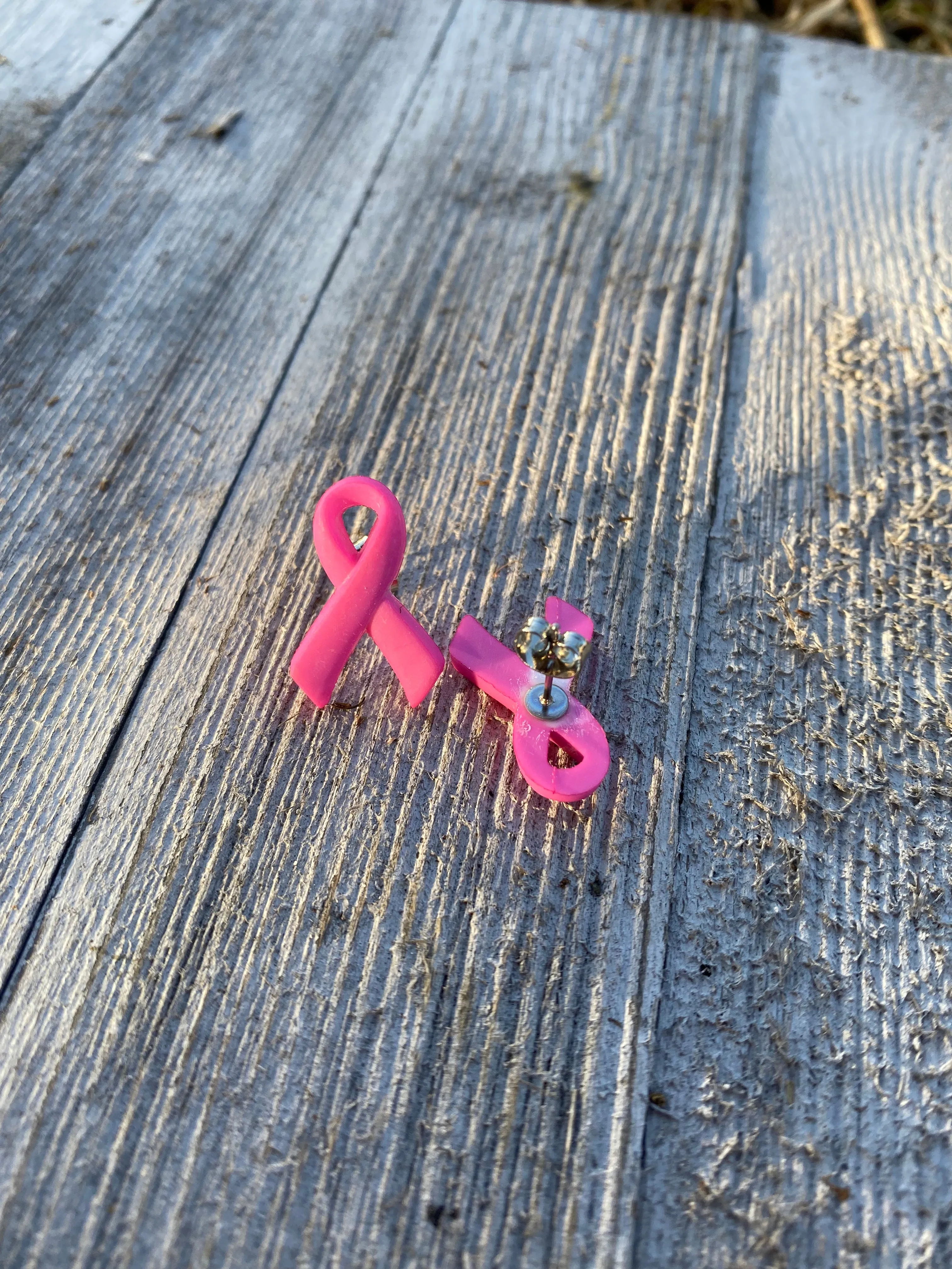 Breast Cancer Awareness Ribbon Stud Earrings Gift