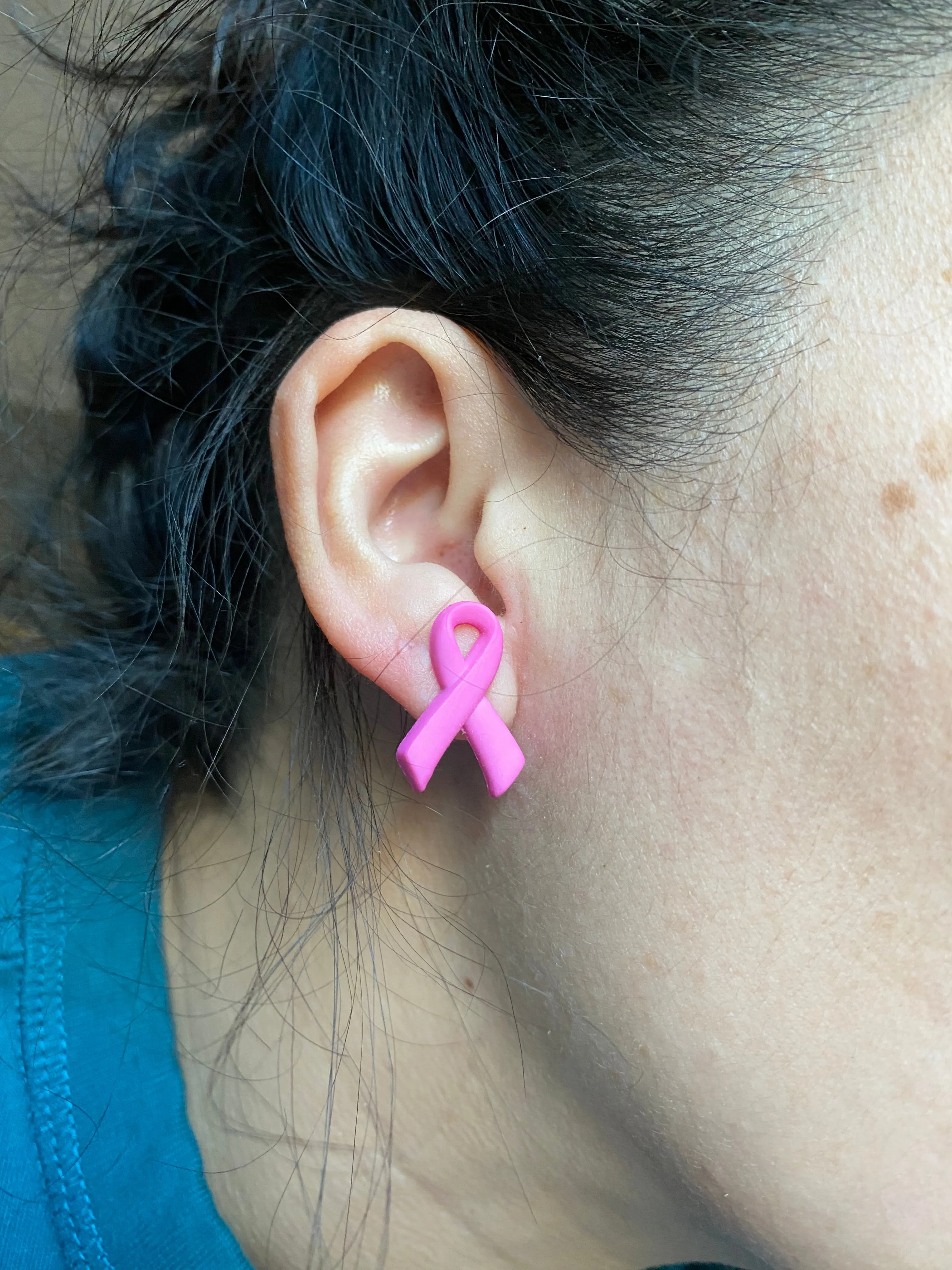 Breast Cancer Awareness Ribbon Stud Earrings Gift