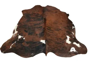 Brindle Tricolor COWHIDE RUG XL 7X6 FT - L 6X5.5 FT