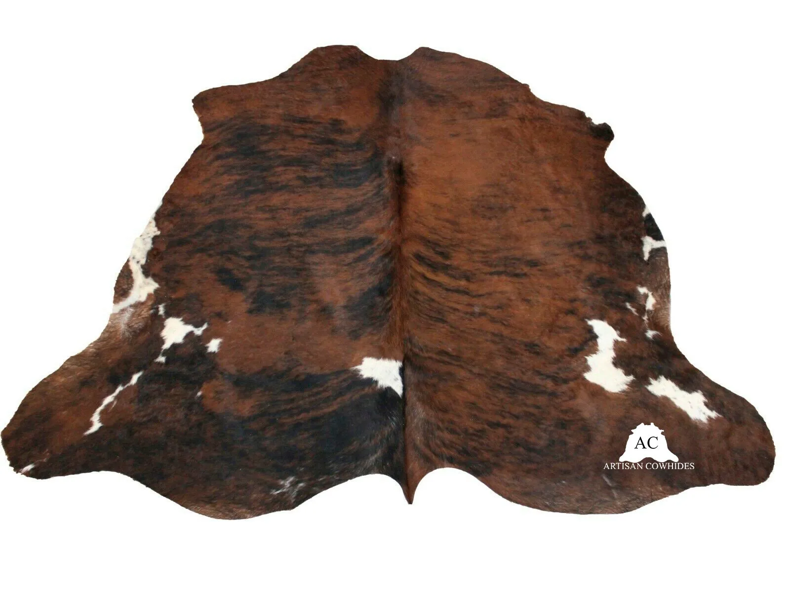Brindle Tricolor COWHIDE RUG XL 7X6 FT - L 6X5.5 FT