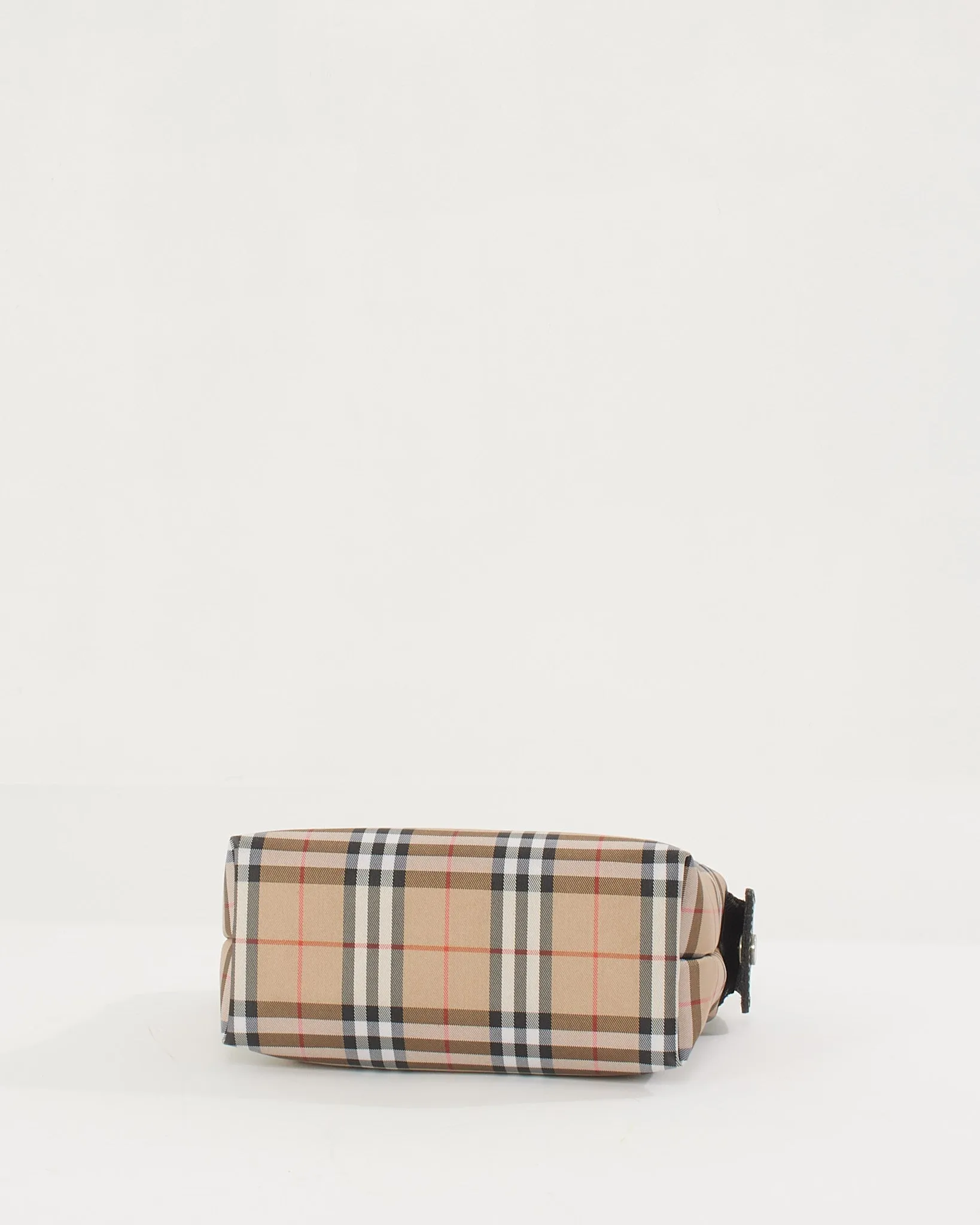 Burberry Beige Canvas Check Print Mini Top Handle Bag