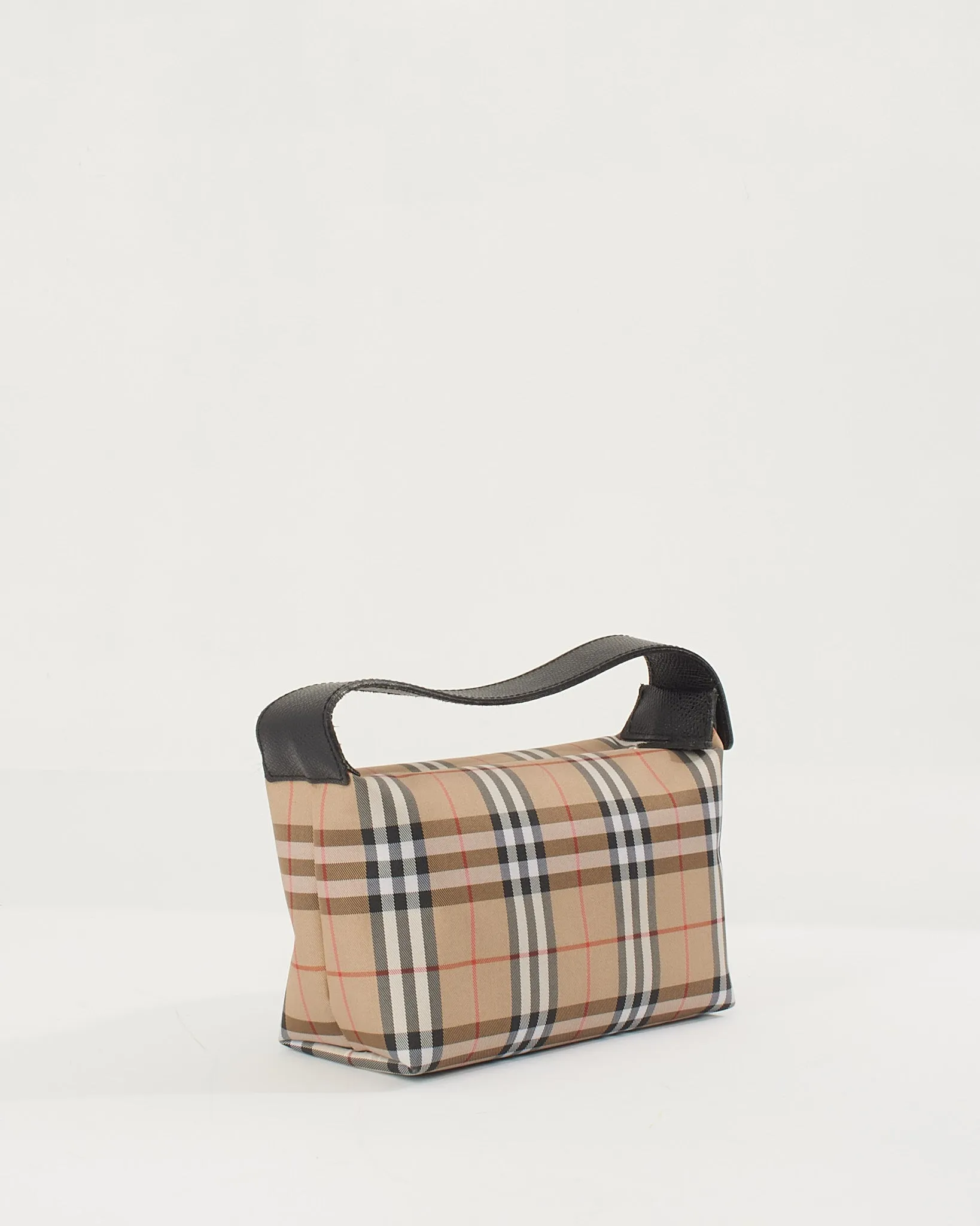 Burberry Beige Canvas Check Print Mini Top Handle Bag