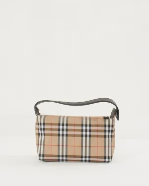 Burberry Beige Canvas Check Print Mini Top Handle Bag