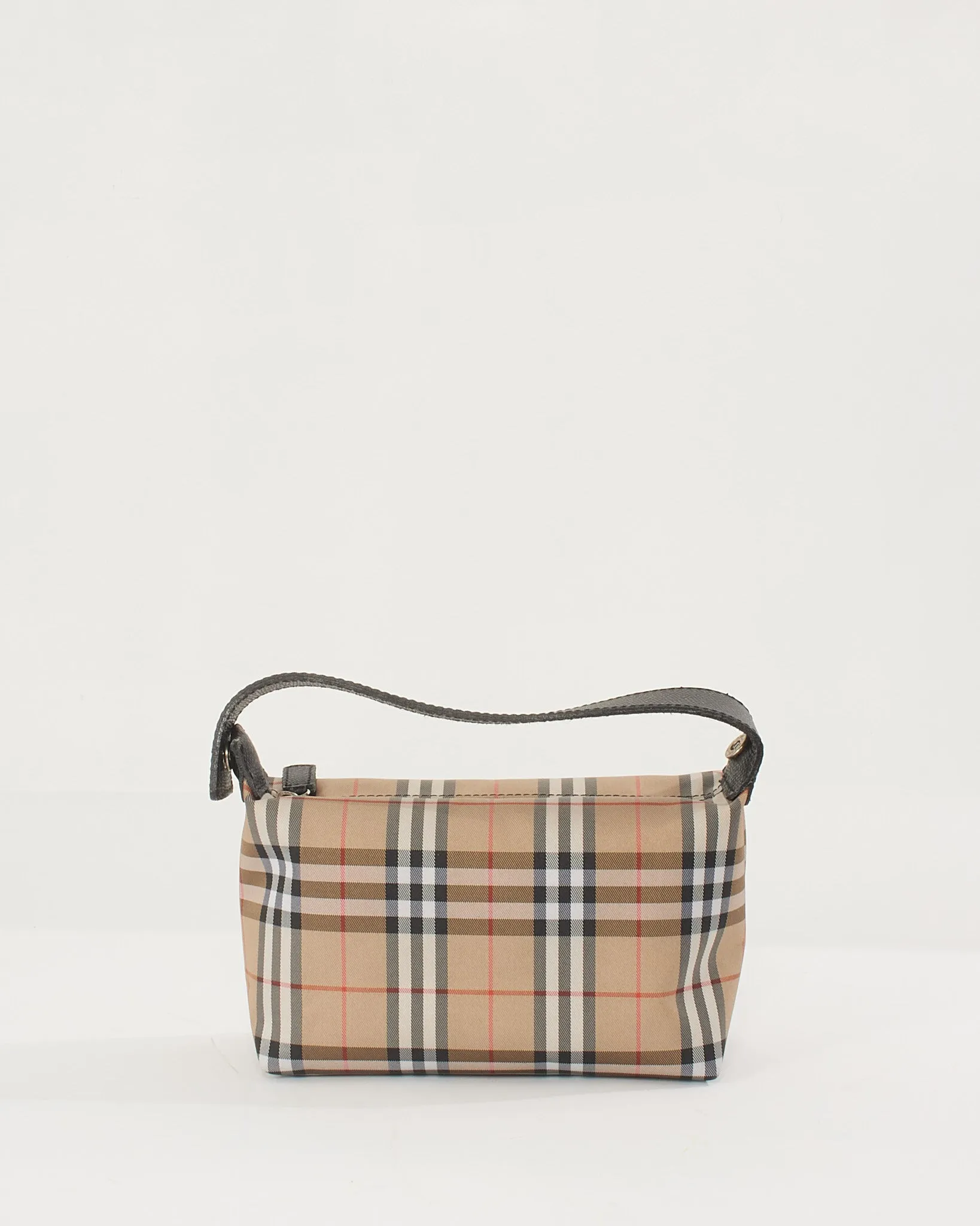 Burberry Beige Canvas Check Print Mini Top Handle Bag