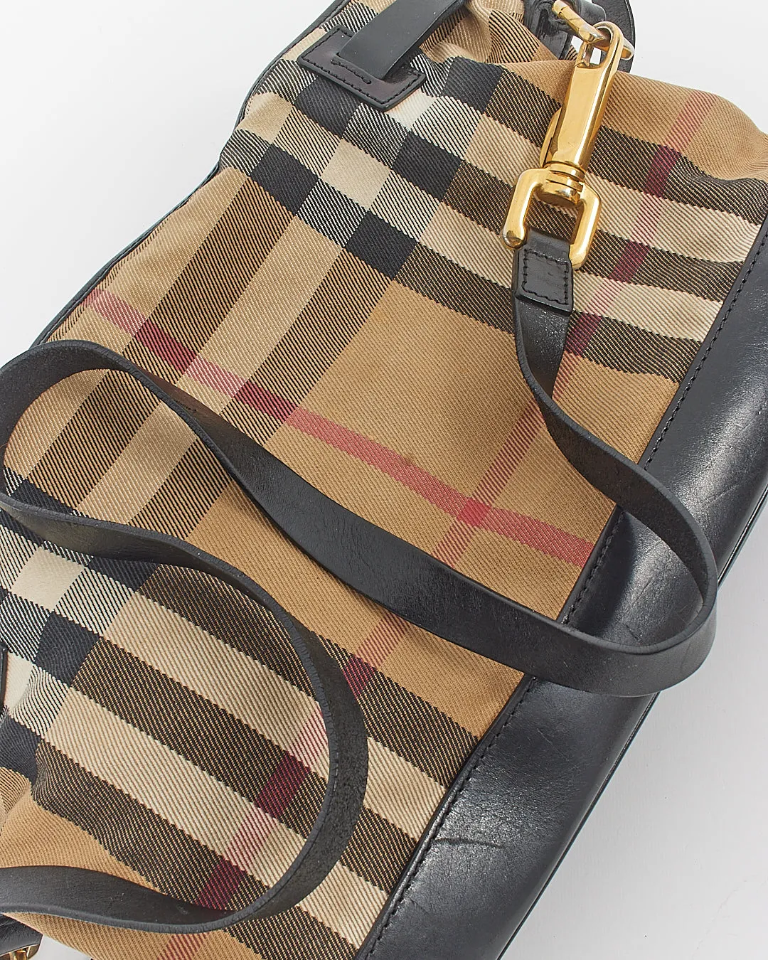 Burberry Black Leather/Canvas Nova check Convertible Bag