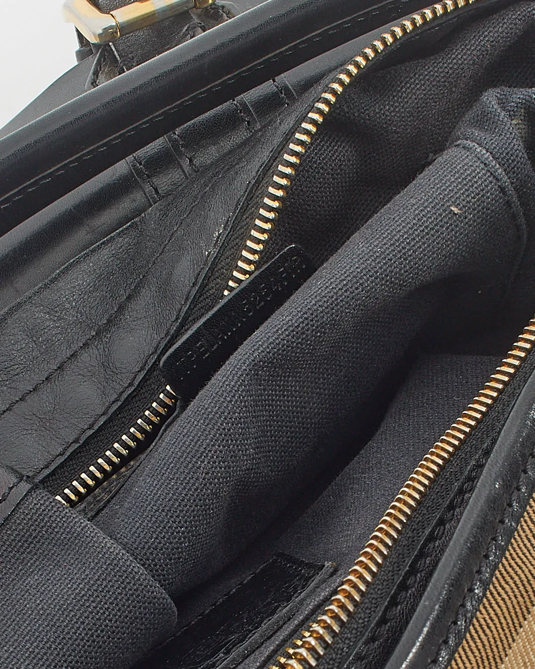 Burberry Black Leather/Canvas Nova check Convertible Bag