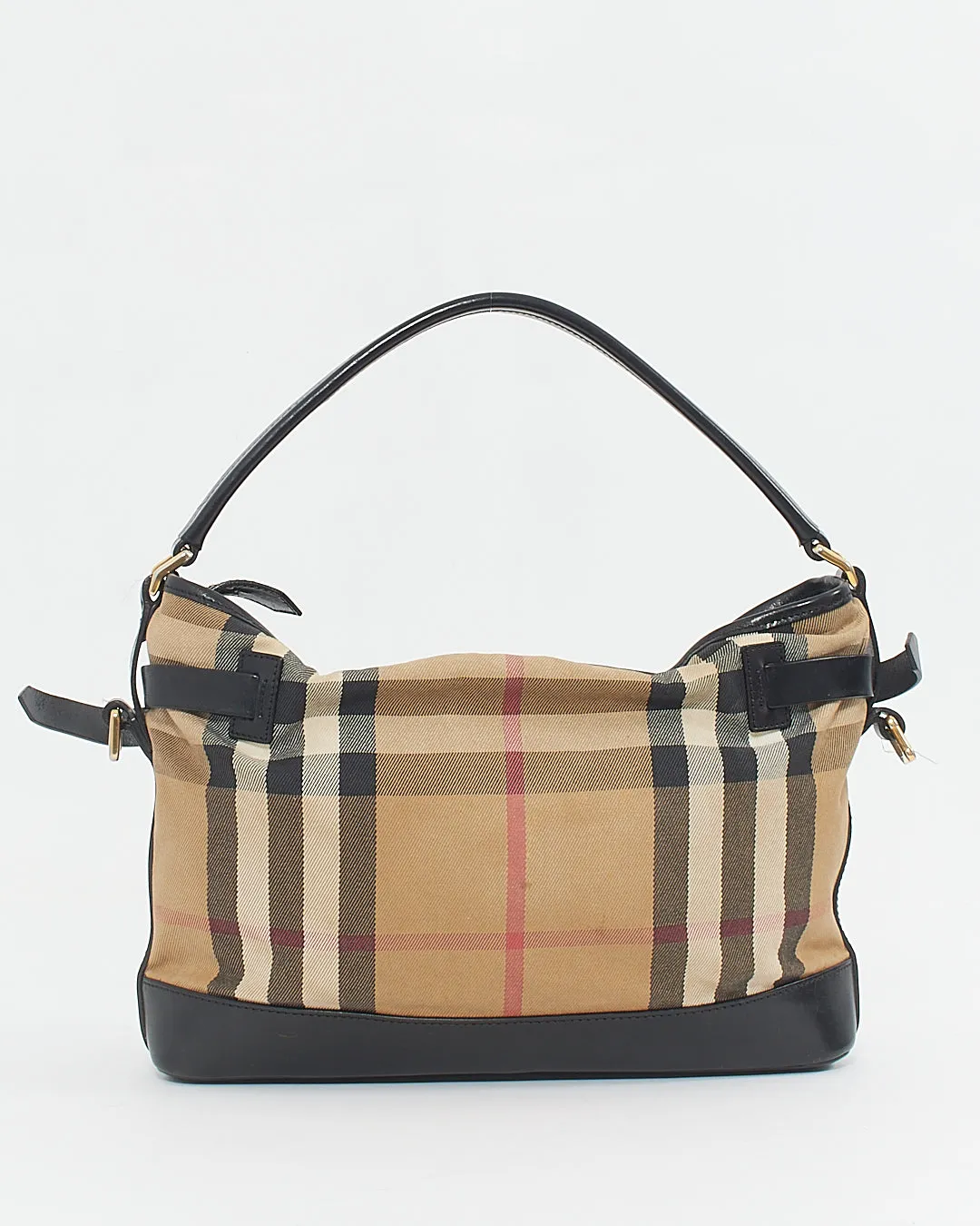 Burberry Black Leather/Canvas Nova check Convertible Bag