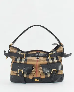 Burberry Black Leather/Canvas Nova check Convertible Bag