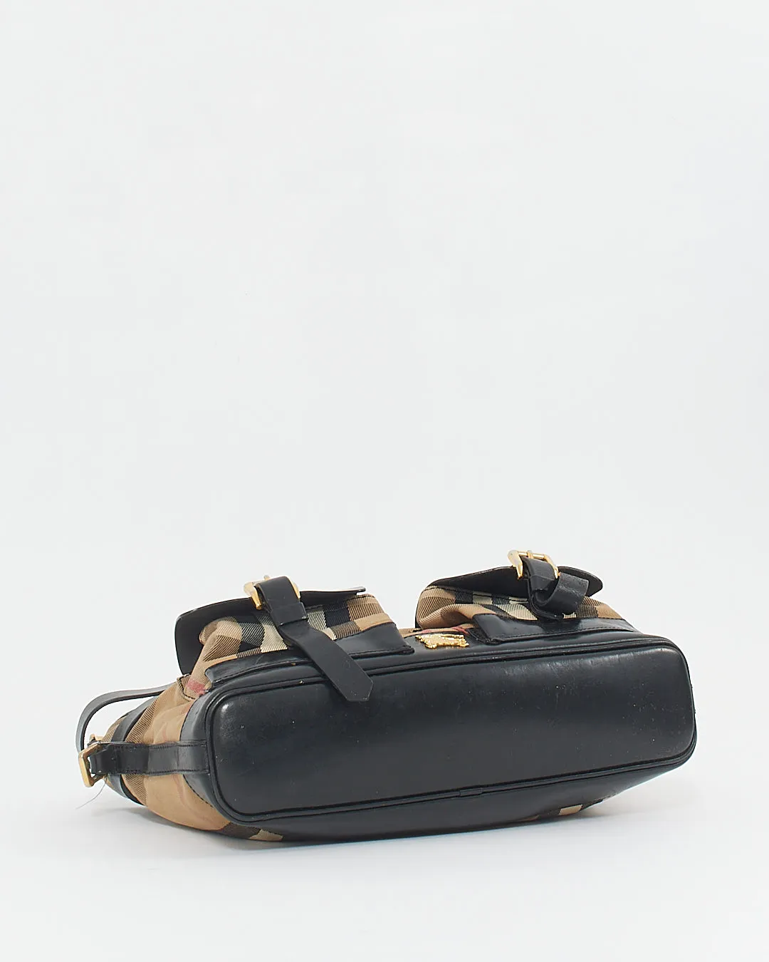 Burberry Black Leather/Canvas Nova check Convertible Bag