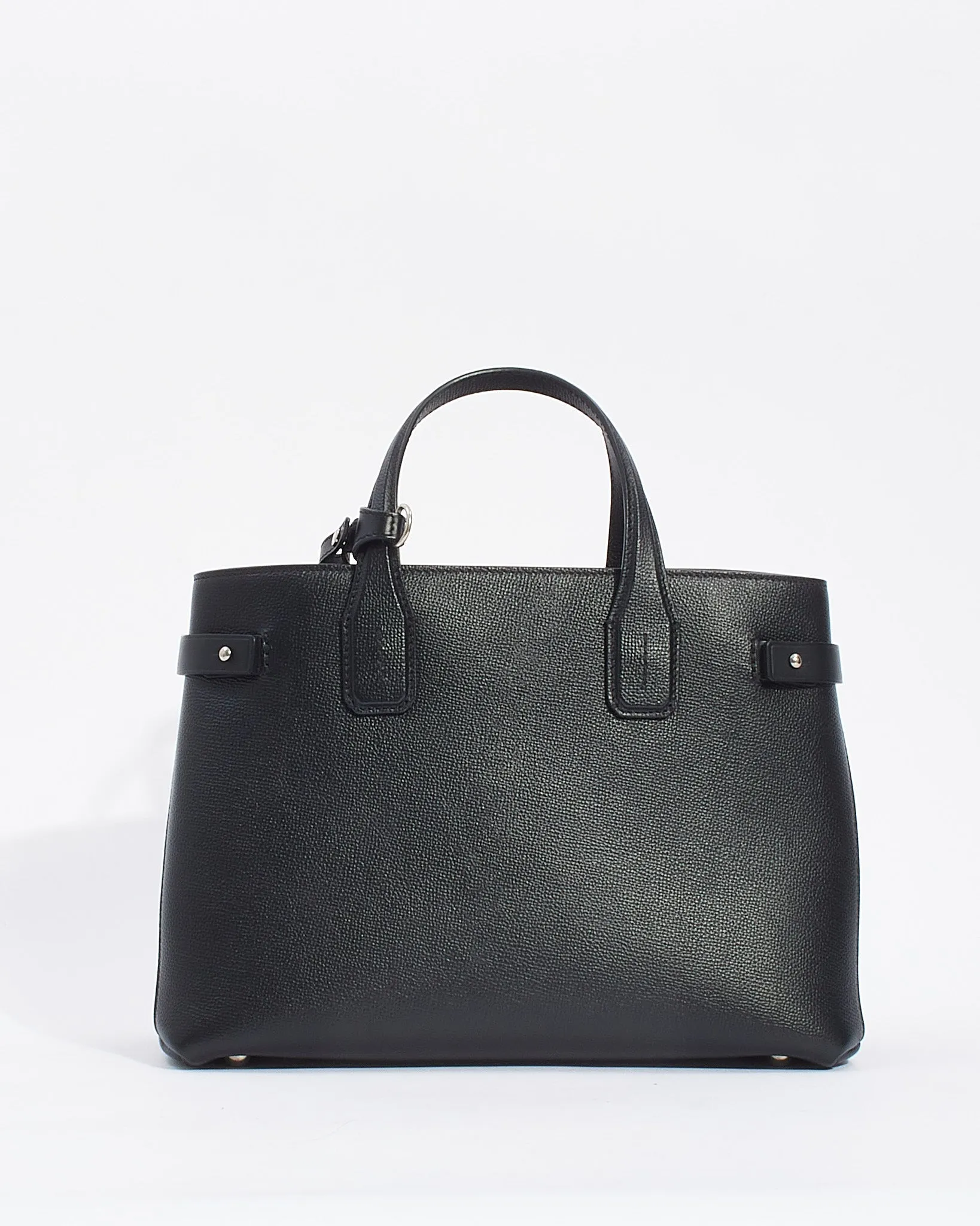Burberry Black Medium Leather Banner Tote with Strap