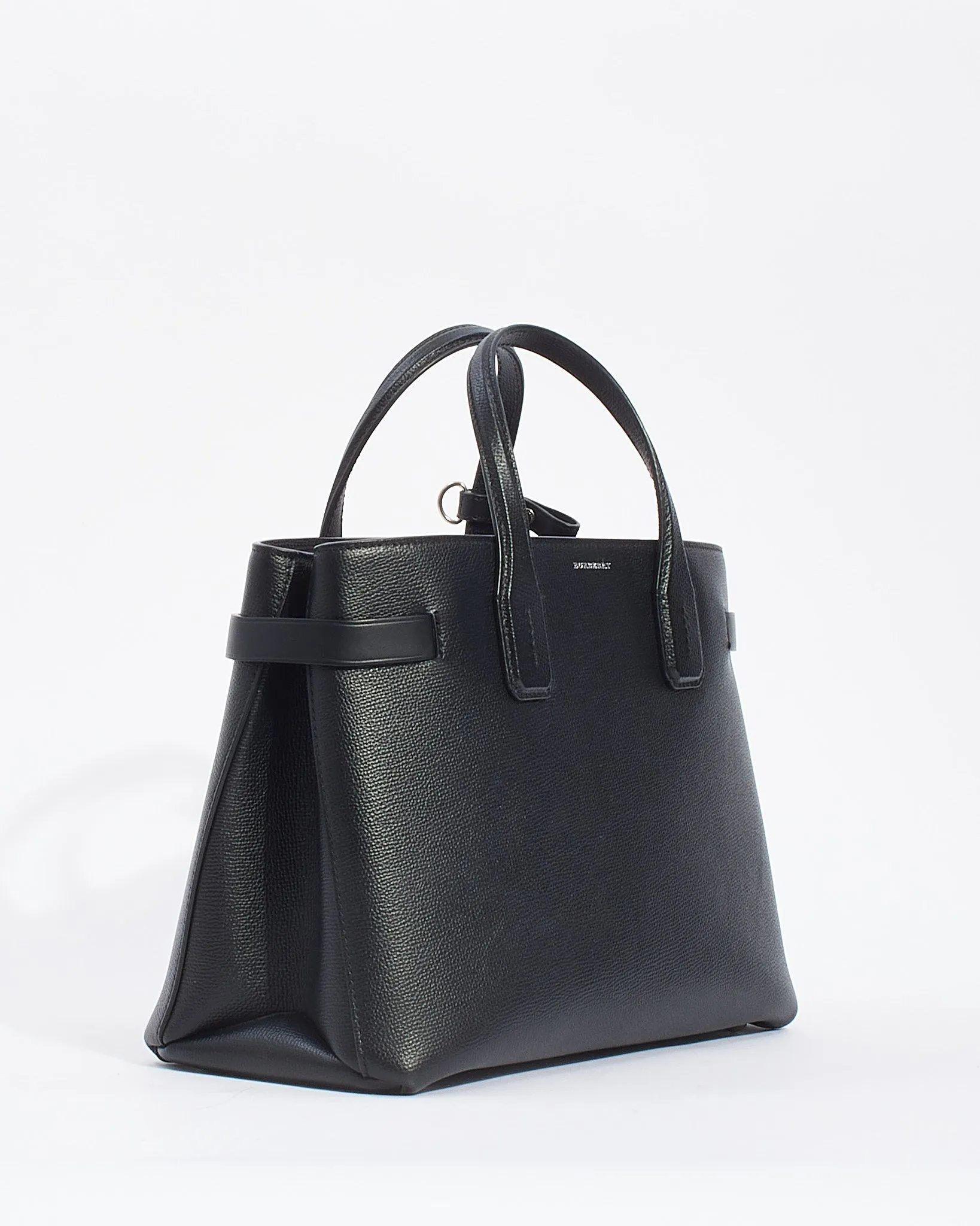 Burberry Black Medium Leather Banner Tote with Strap