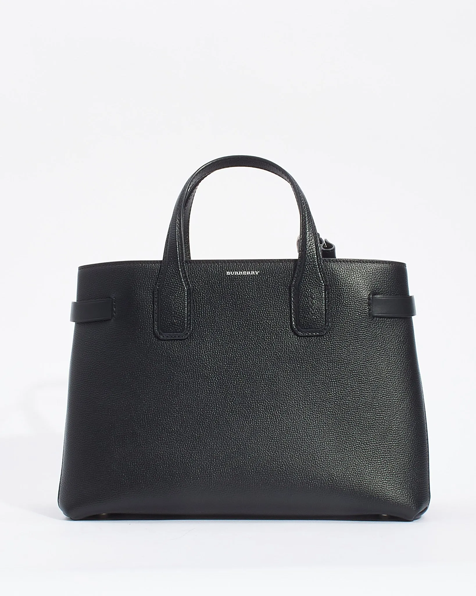 Burberry Black Medium Leather Banner Tote with Strap