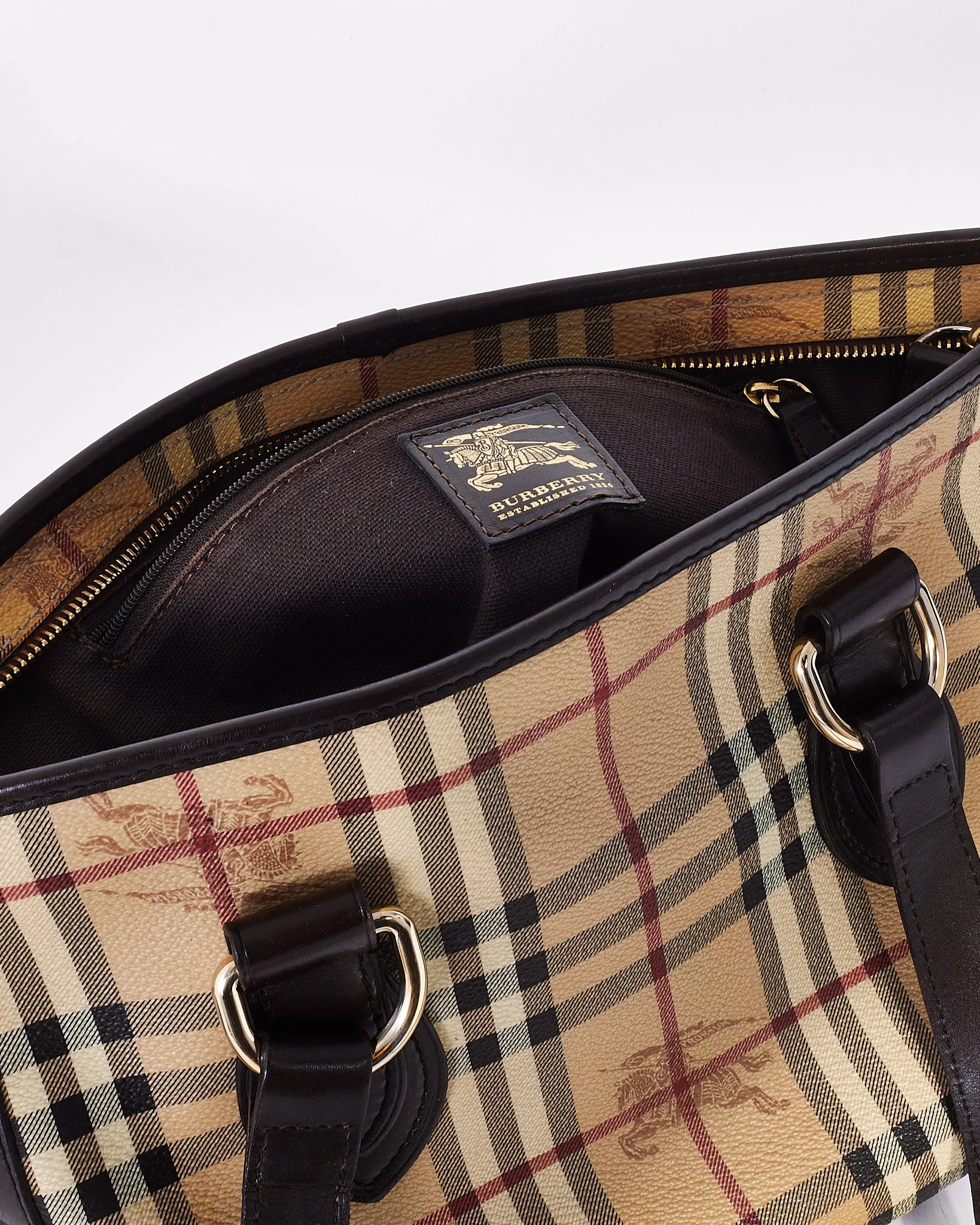 Burberry Brown Haymarket Coated Canvas Tote Bag