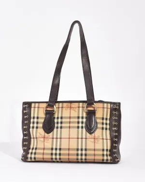 Burberry Brown Haymarket Coated Canvas Tote Bag