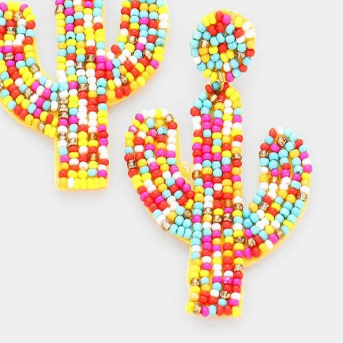 Cactus Seed Bead Dangle Earrings