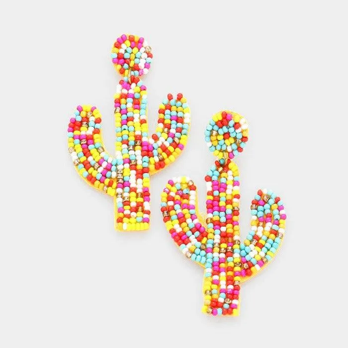 Cactus Seed Bead Dangle Earrings