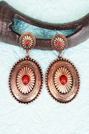 Carolee Concho Burnt Orange and Coppertone Earrings