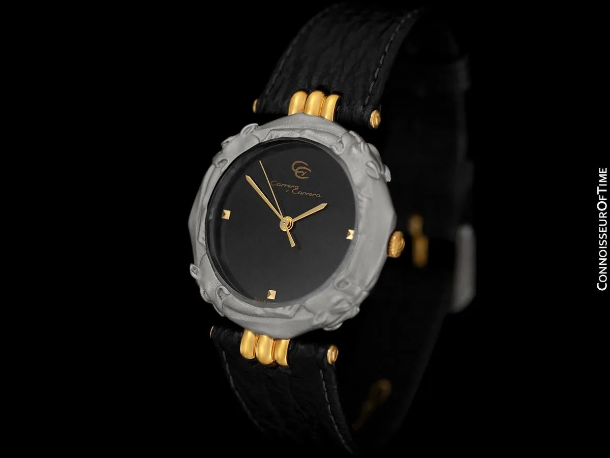 Carrera y Carrera Leopard Mens Midsize / Large Ladies Quartz Watch - Sculptured Titanium & 18K Gold