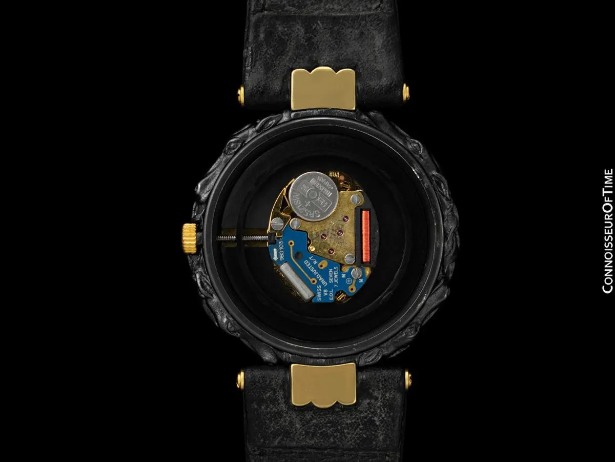 Carrera y Carrera Mens Midsize / Large Ladies Quartz Horse Watch - Sculptured Titanium & 18K Gold