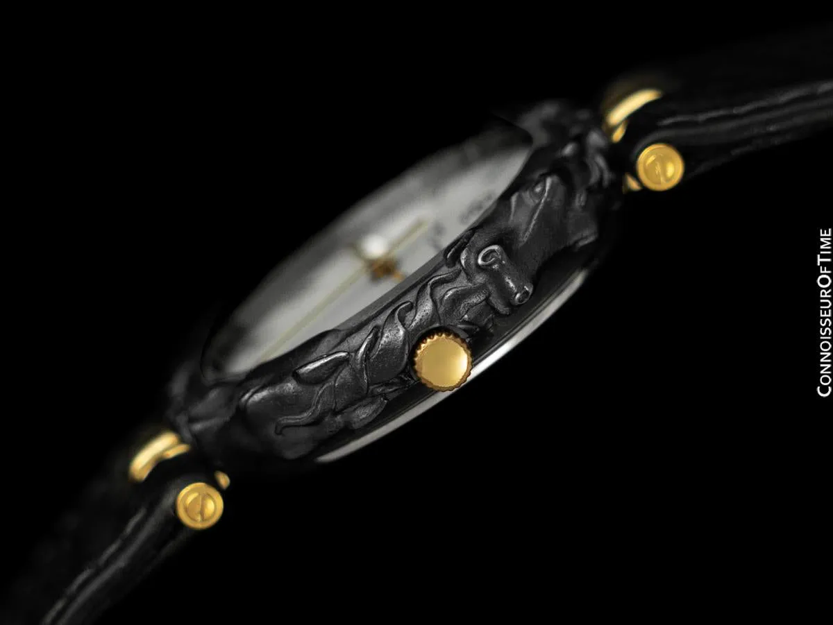 Carrera y Carrera Mens Midsize / Large Ladies Quartz Horse Watch - Sculptured Titanium & 18K Gold