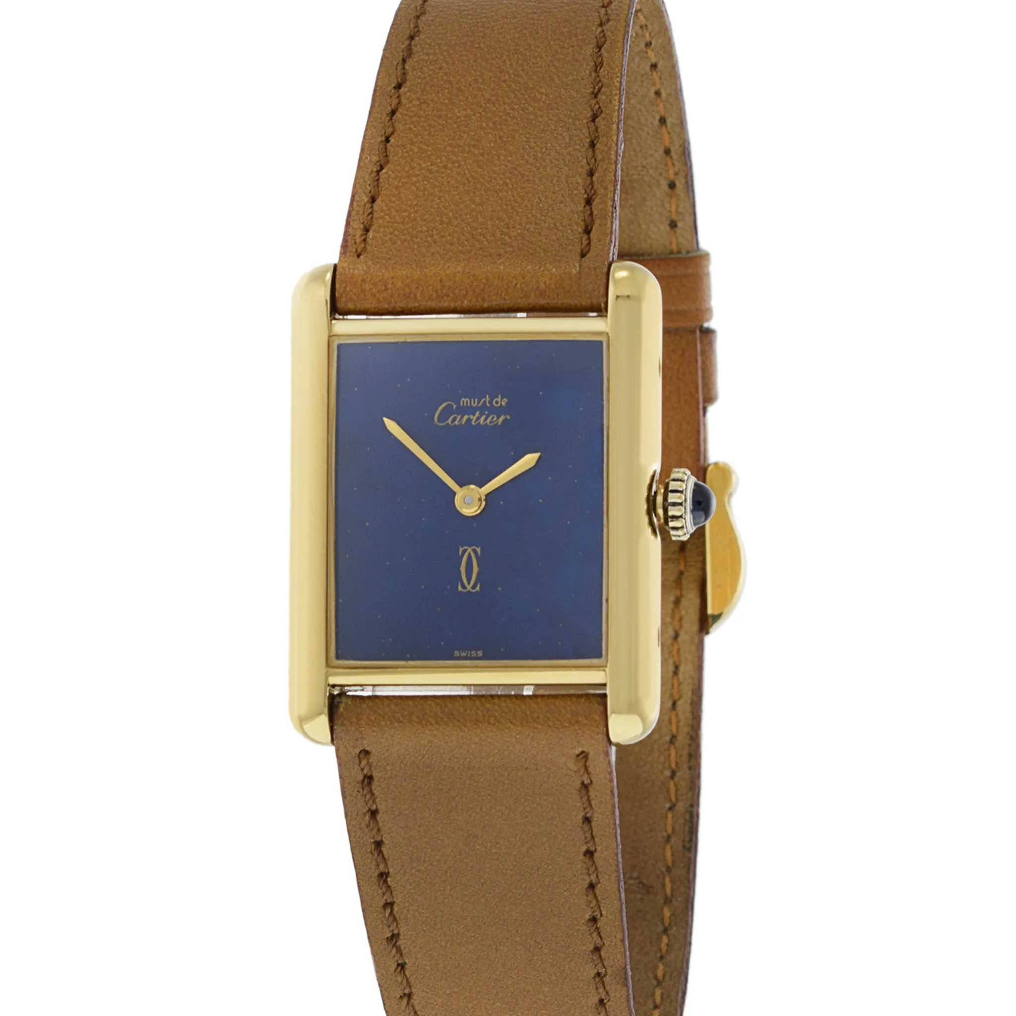 Cartier Must de Cartier Vermeil Manual Wind Tank Watch Lapis Dial