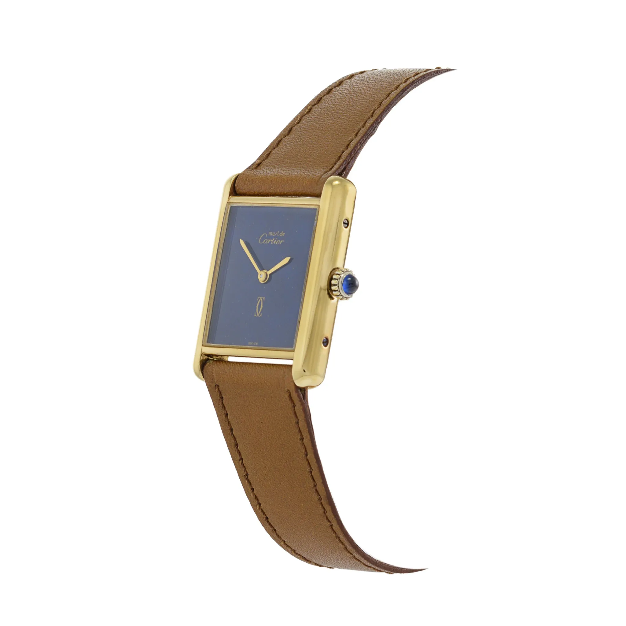Cartier Must de Cartier Vermeil Manual Wind Tank Watch Lapis Dial