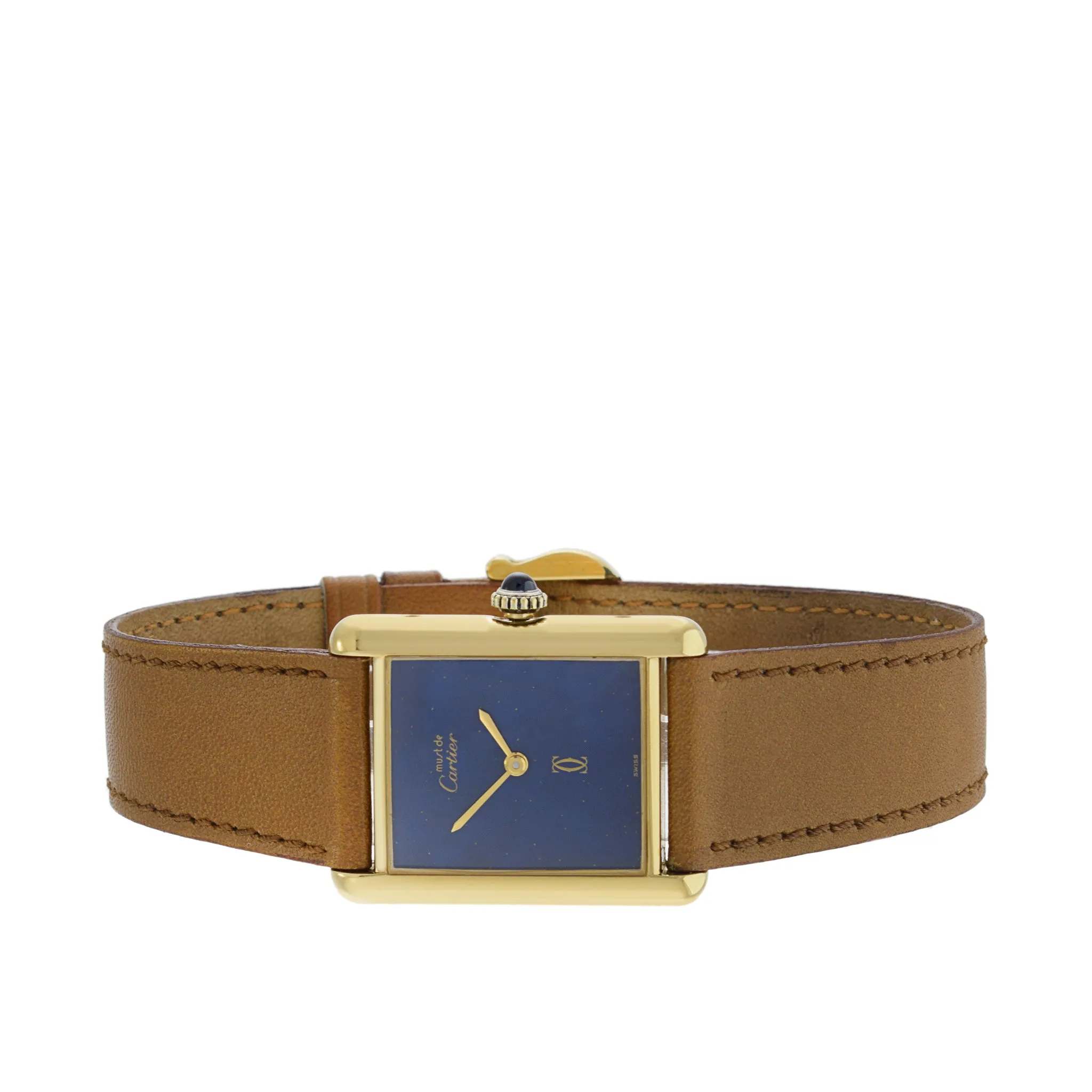 Cartier Must de Cartier Vermeil Manual Wind Tank Watch Lapis Dial