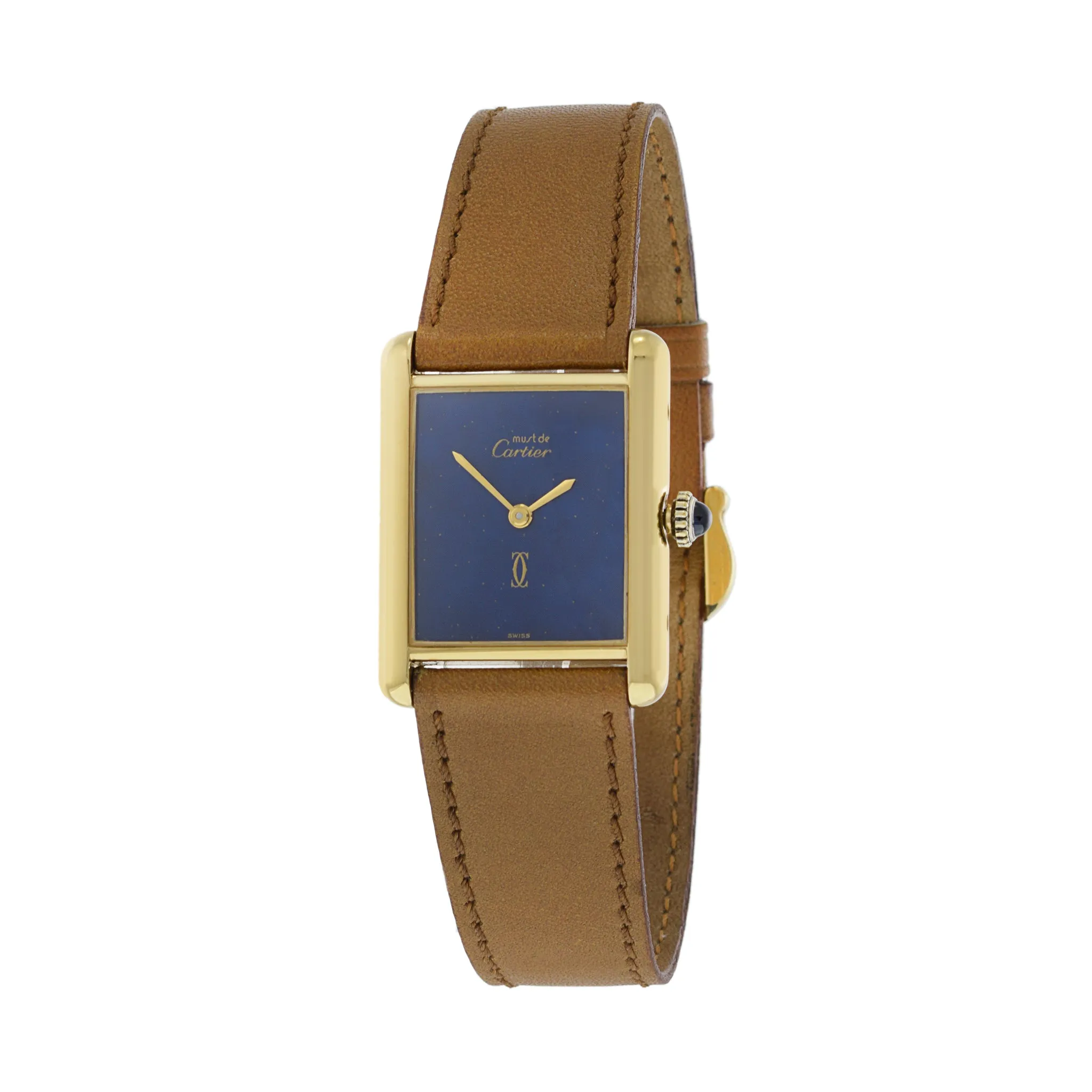 Cartier Must de Cartier Vermeil Manual Wind Tank Watch Lapis Dial