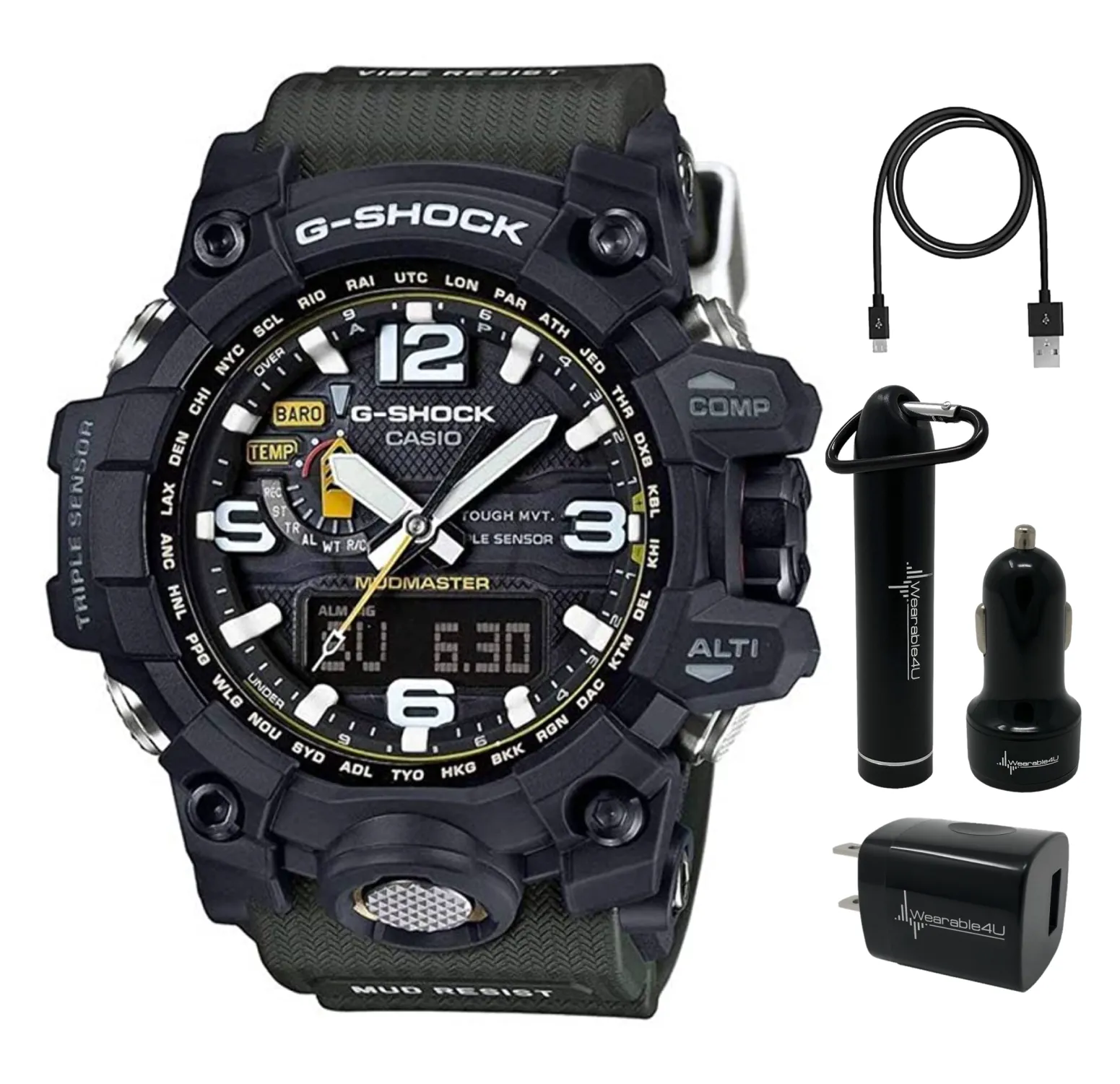 Casio Mudmaster Watch (GWG1000-1A3) with Wearable4U Power Pack Bundle