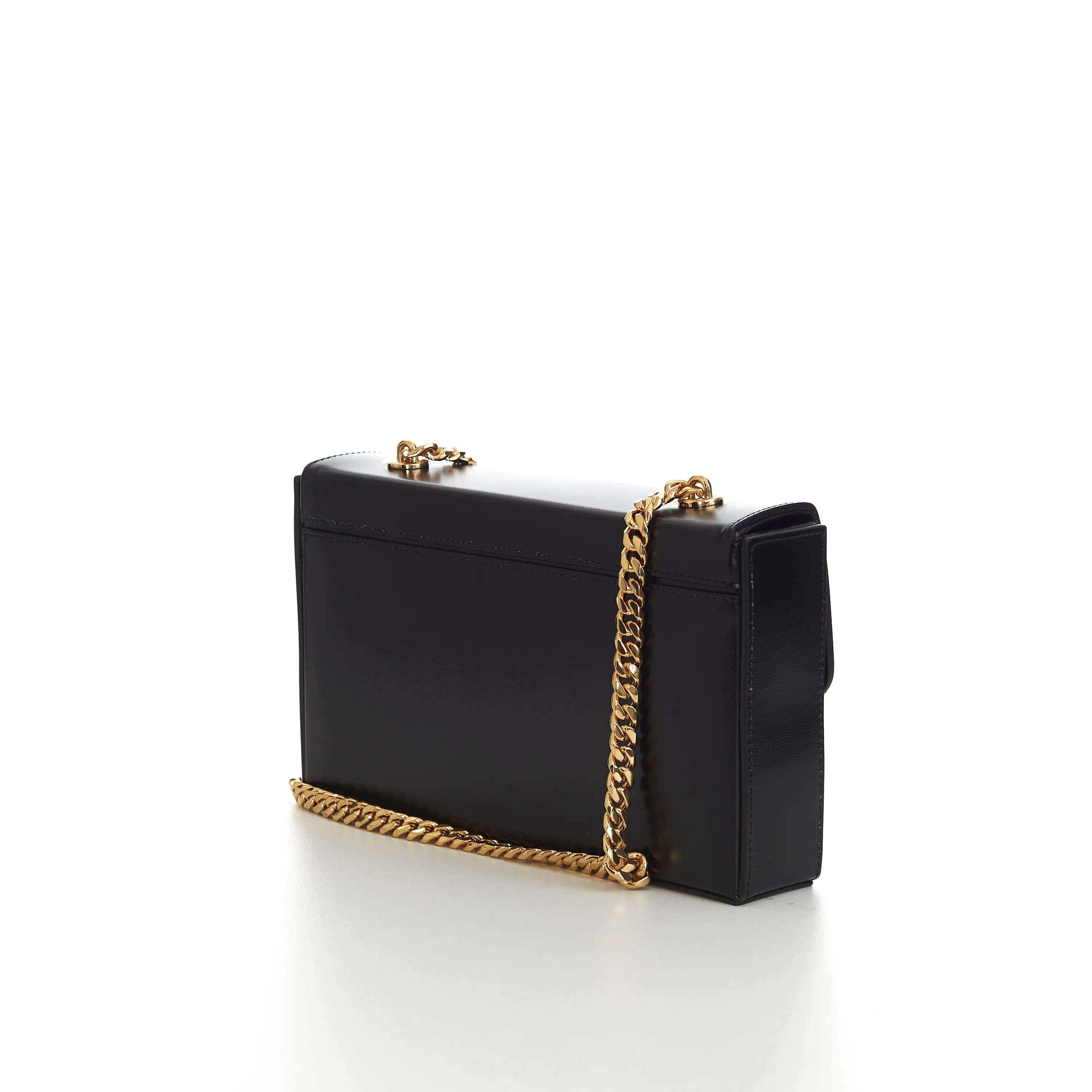 Chain Box Triomphe Bag In Black Shiny Calfskin