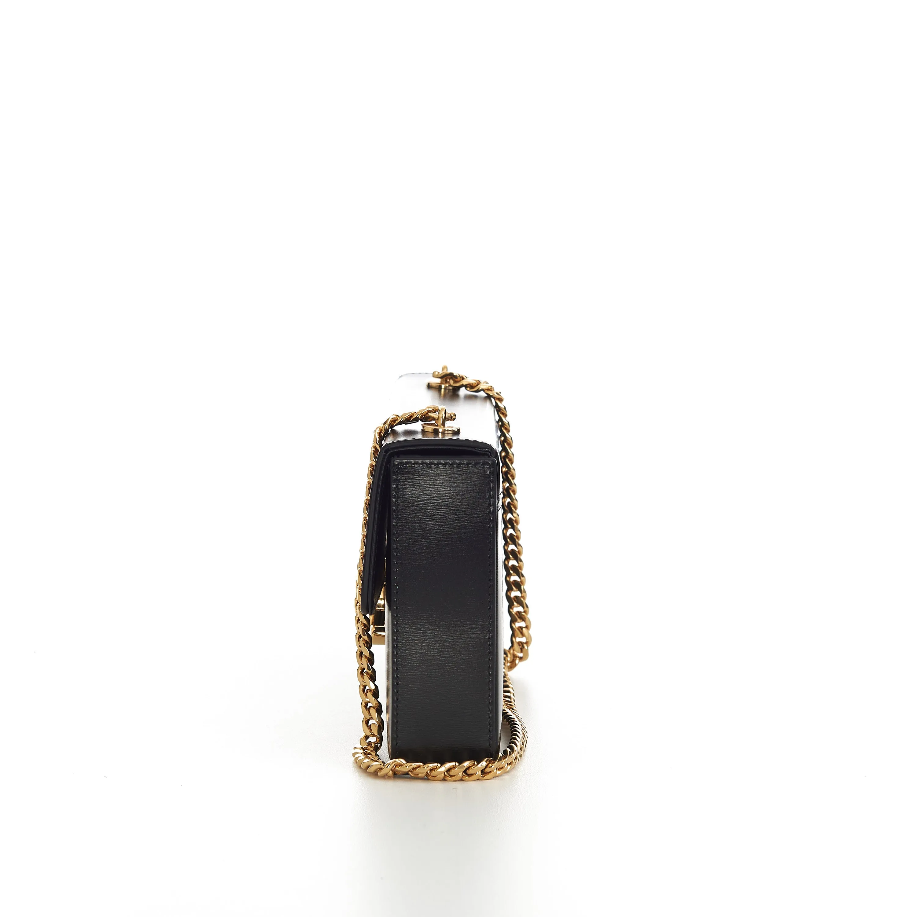 Chain Box Triomphe Bag In Black Shiny Calfskin