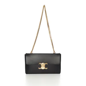 Chain Box Triomphe Bag In Black Shiny Calfskin