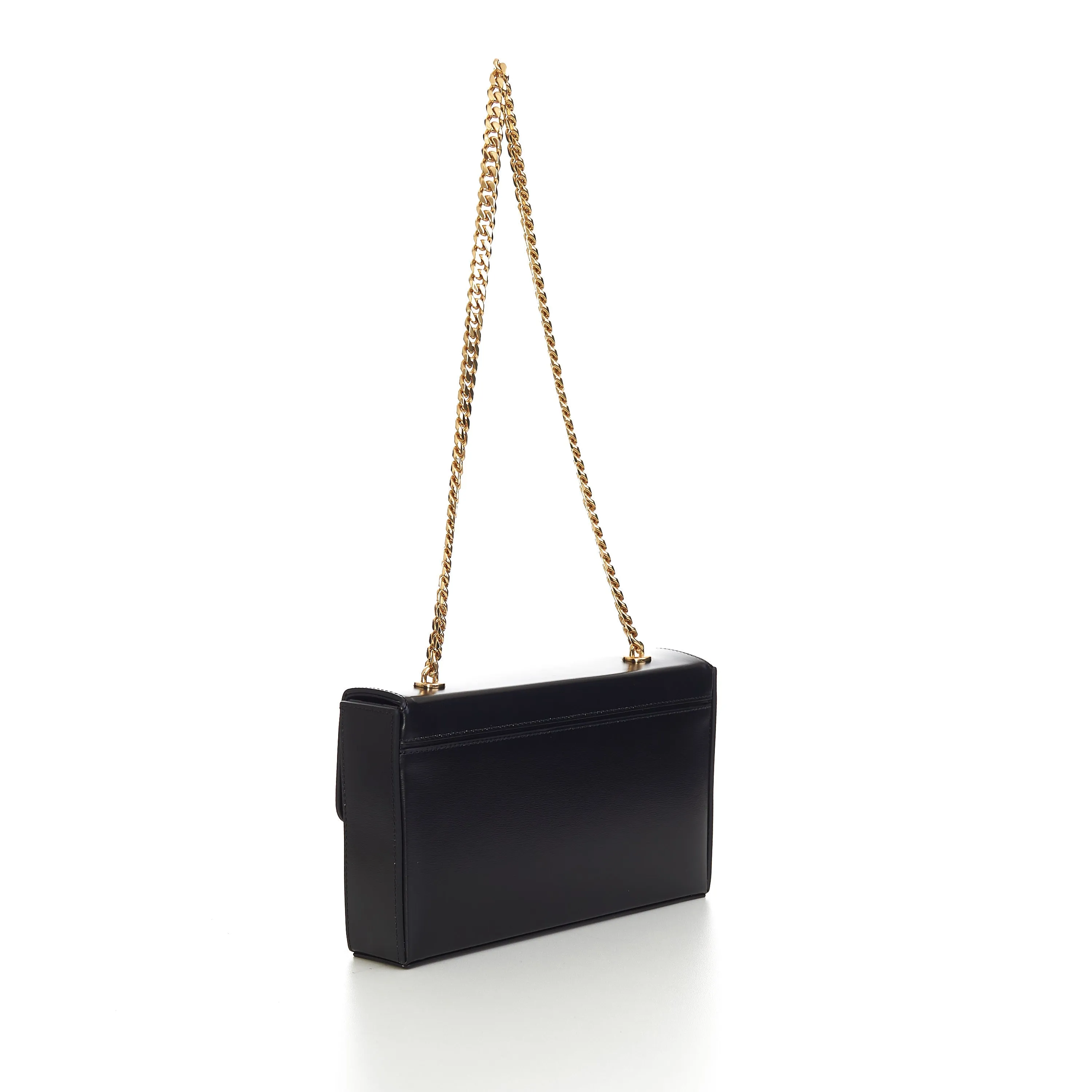 Chain Box Triomphe Bag In Black Shiny Calfskin