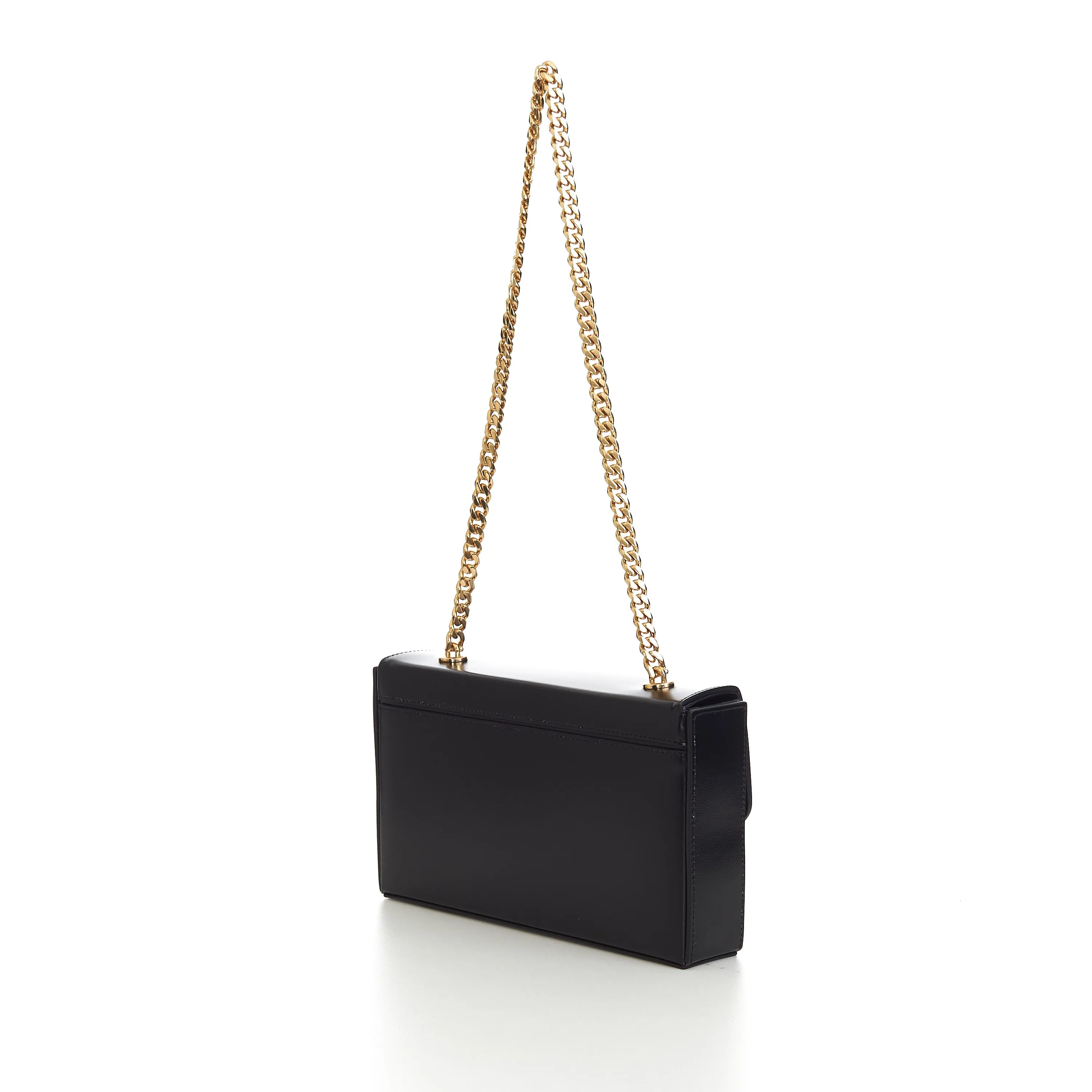 Chain Box Triomphe Bag In Black Shiny Calfskin