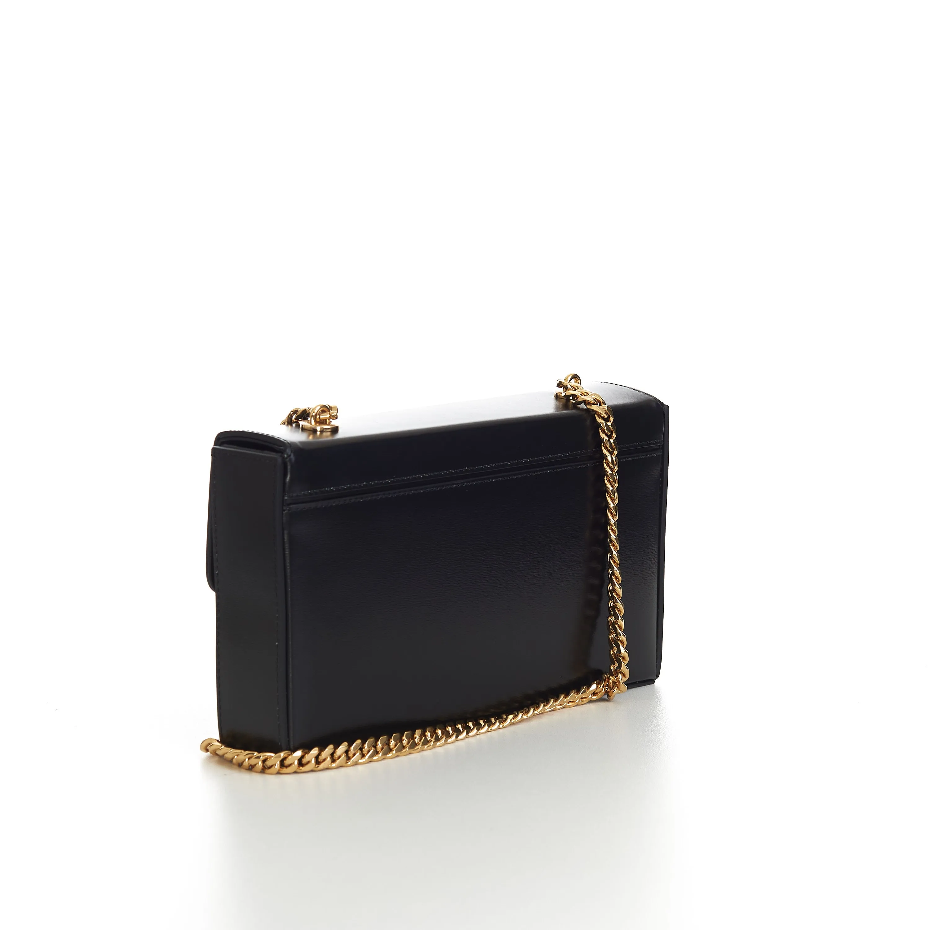 Chain Box Triomphe Bag In Black Shiny Calfskin