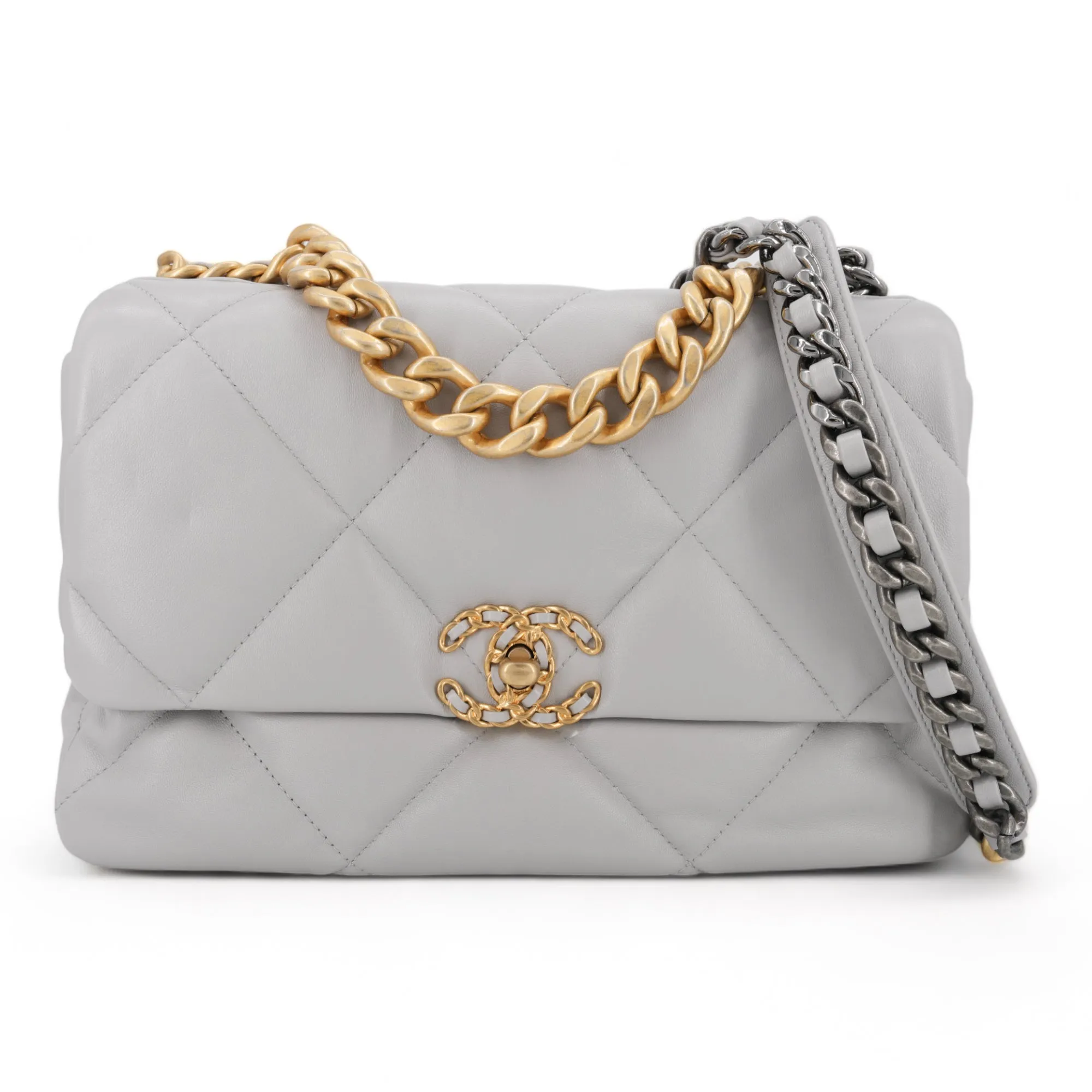 CHANEL 19 Medium Flap Bag in 21A Grey Lambskin