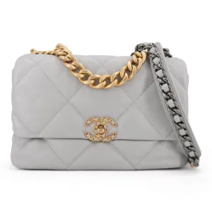CHANEL 19 Medium Flap Bag in 21A Grey Lambskin