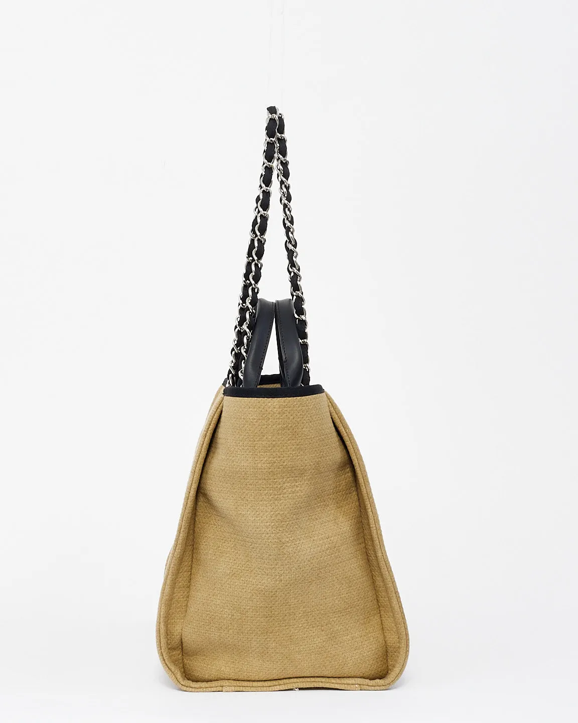 Chanel Beige Canvas Logo Large Deauville Bag