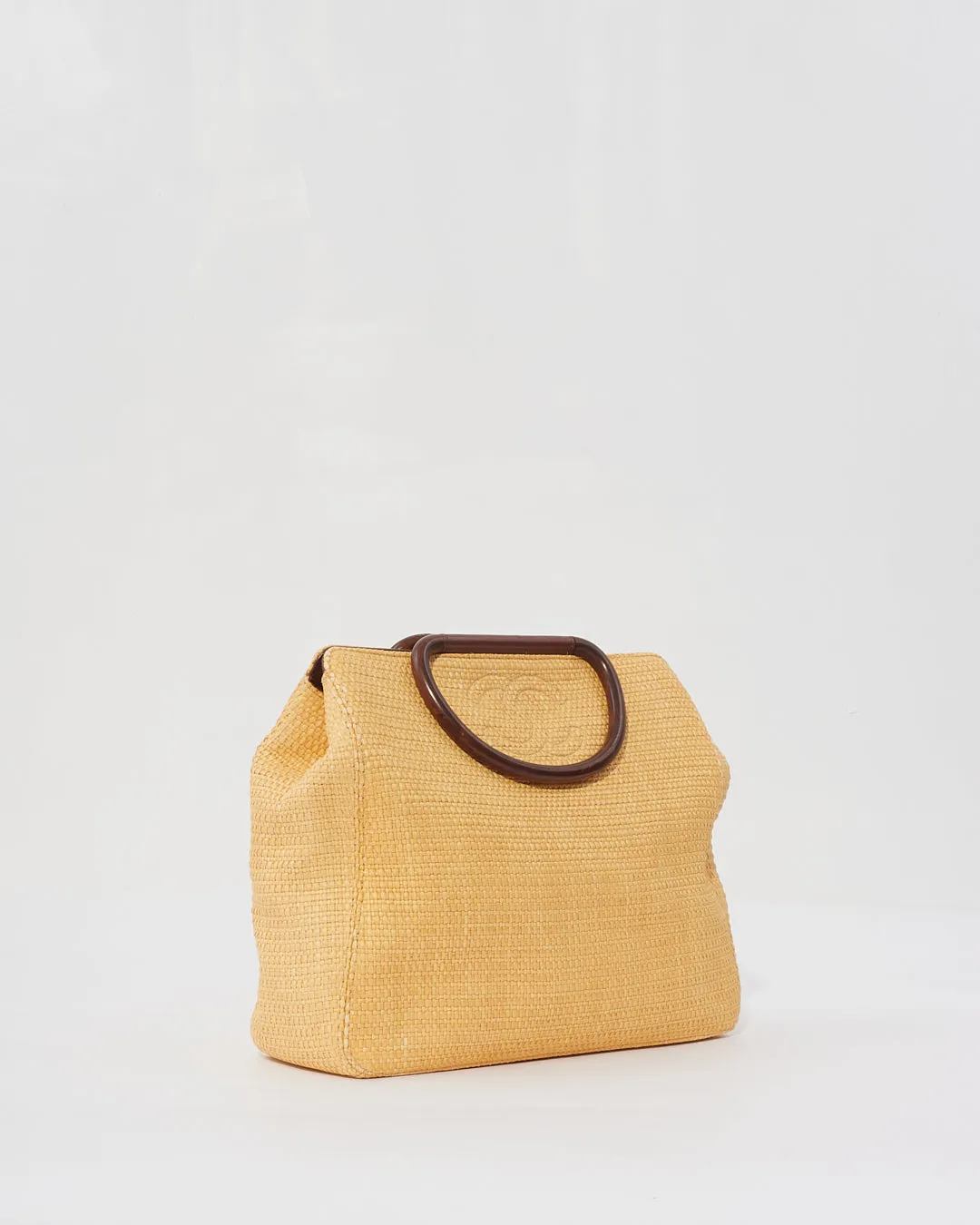 Chanel Beige Raffia Top Handle Tote