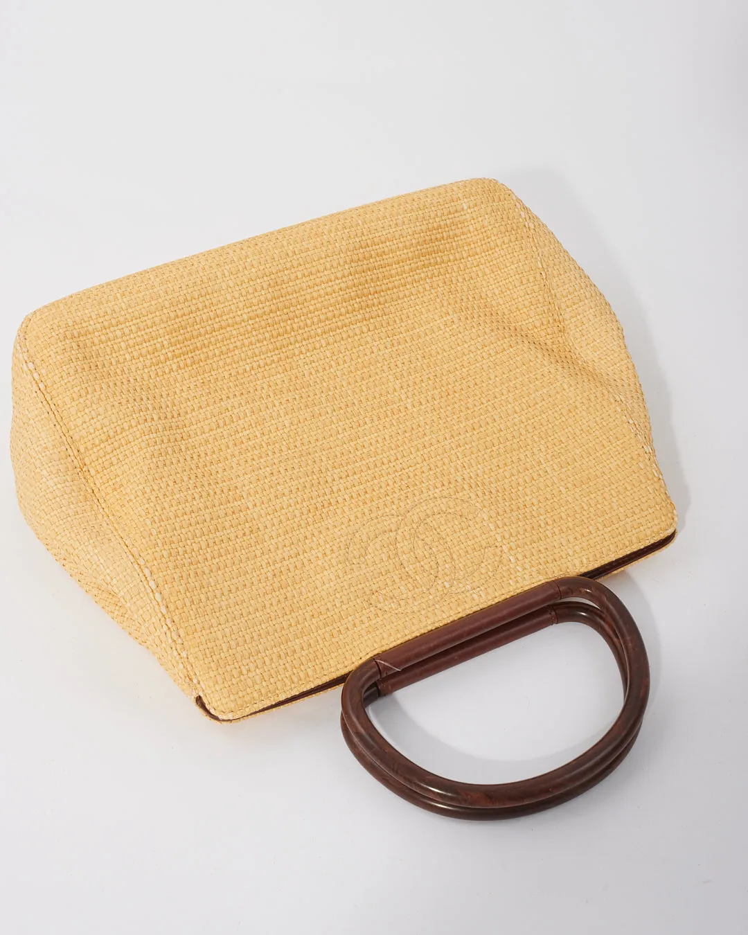Chanel Beige Raffia Top Handle Tote
