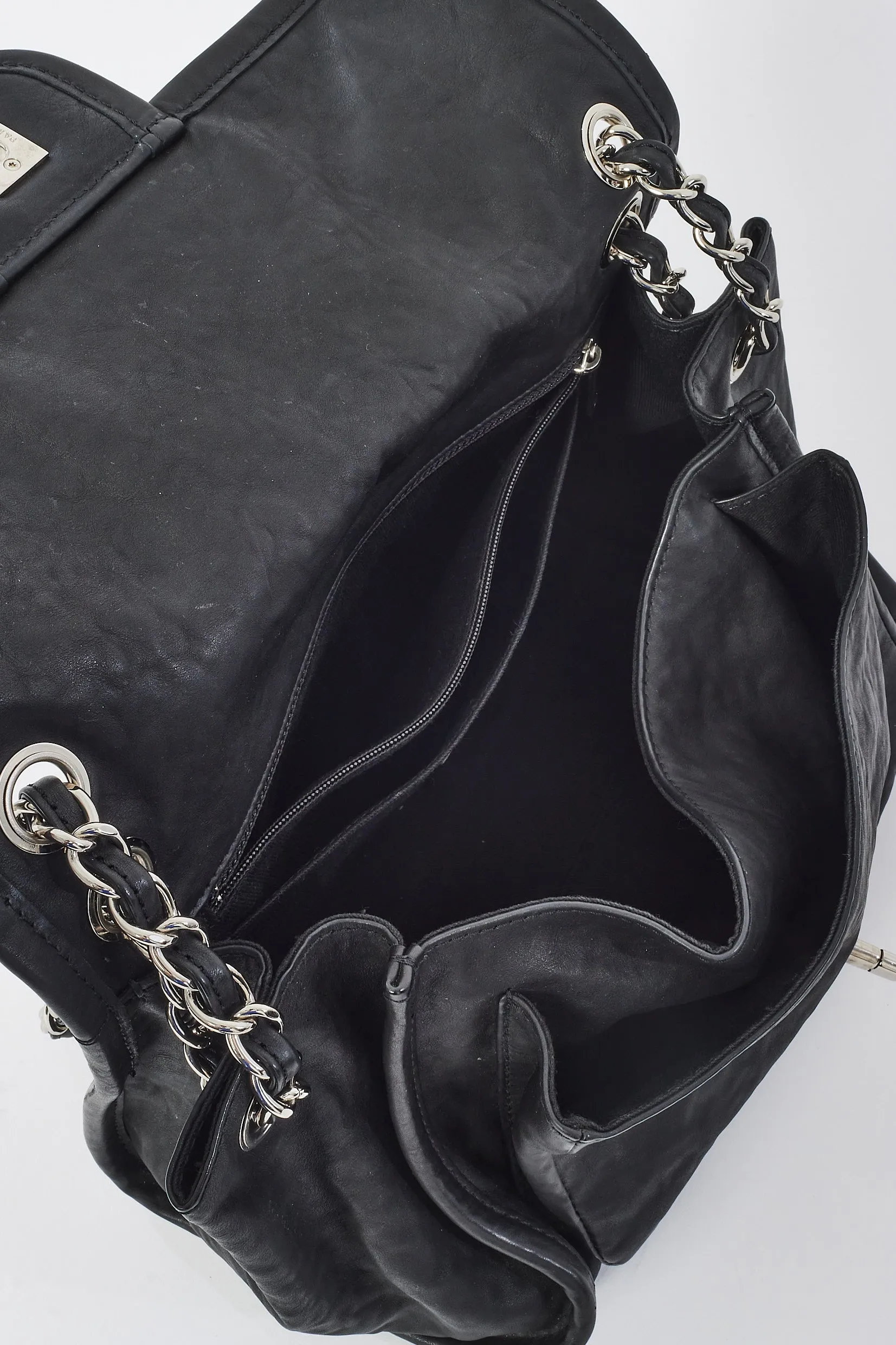 Chanel Black Calfskin Leather Double Pocket Flap Bag SHW