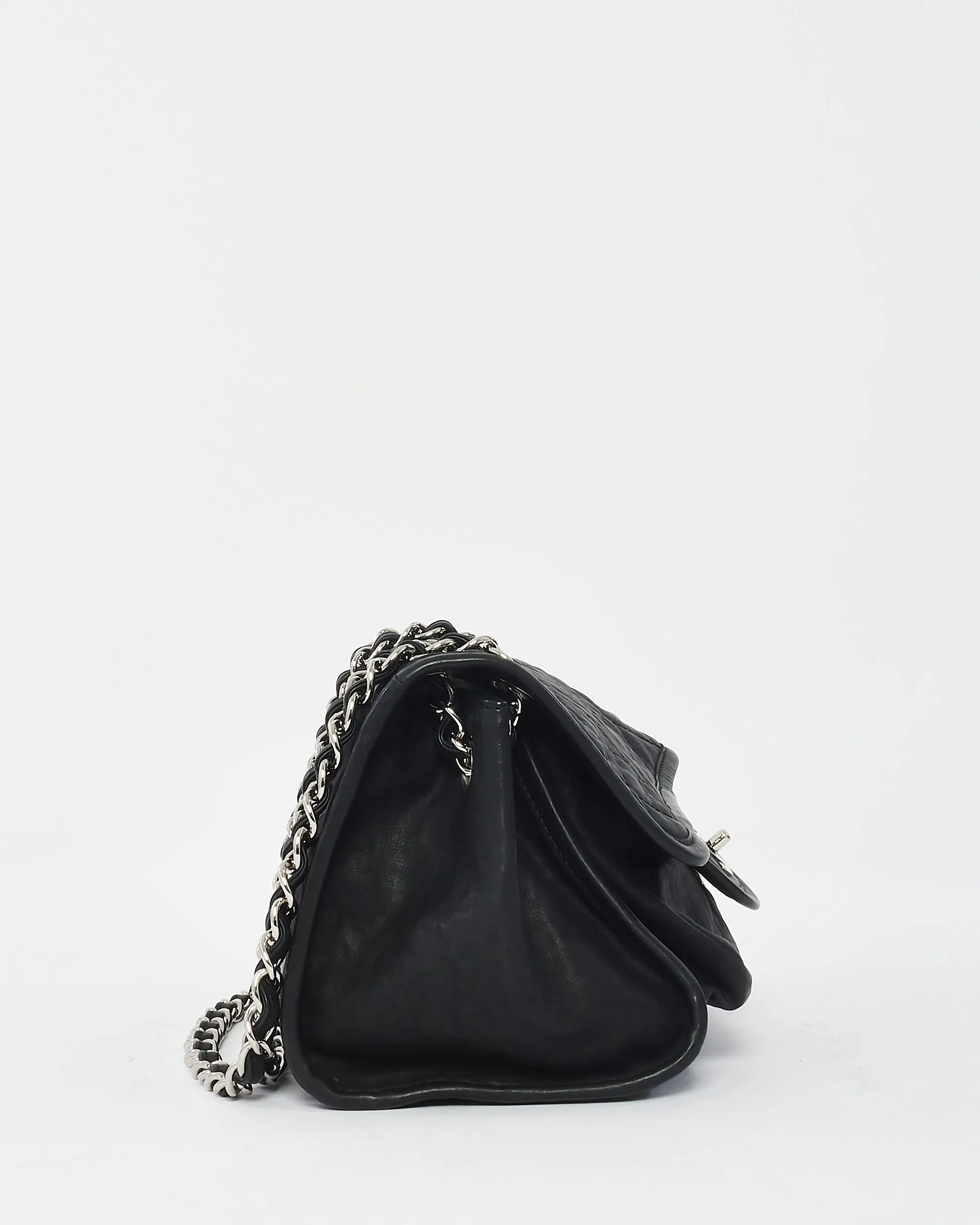 Chanel Black Calfskin Leather Double Pocket Flap Bag SHW