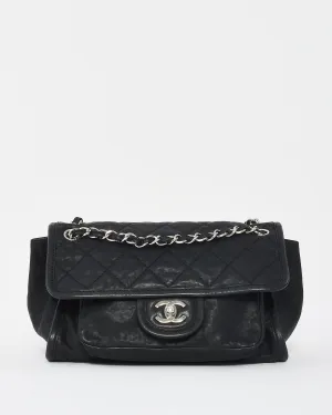 Chanel Black Calfskin Leather Double Pocket Flap Bag SHW